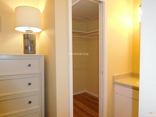 spacious walk-in closet spaces and cabinets