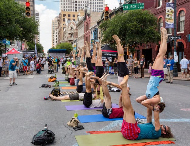 yoga practice on 6th street austin