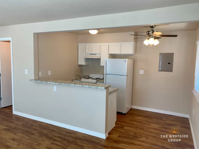 kitchen and dining area with hardwood floors